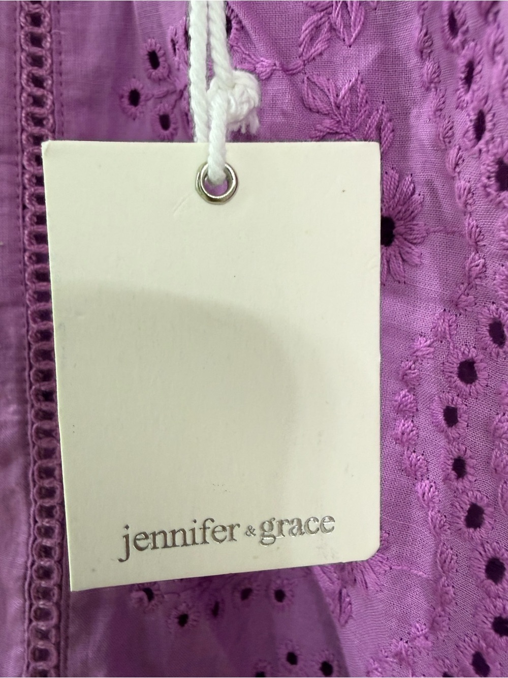 Ruffled Eyelet Mock-Neck Blouse in Purple - Picture 6 of 7